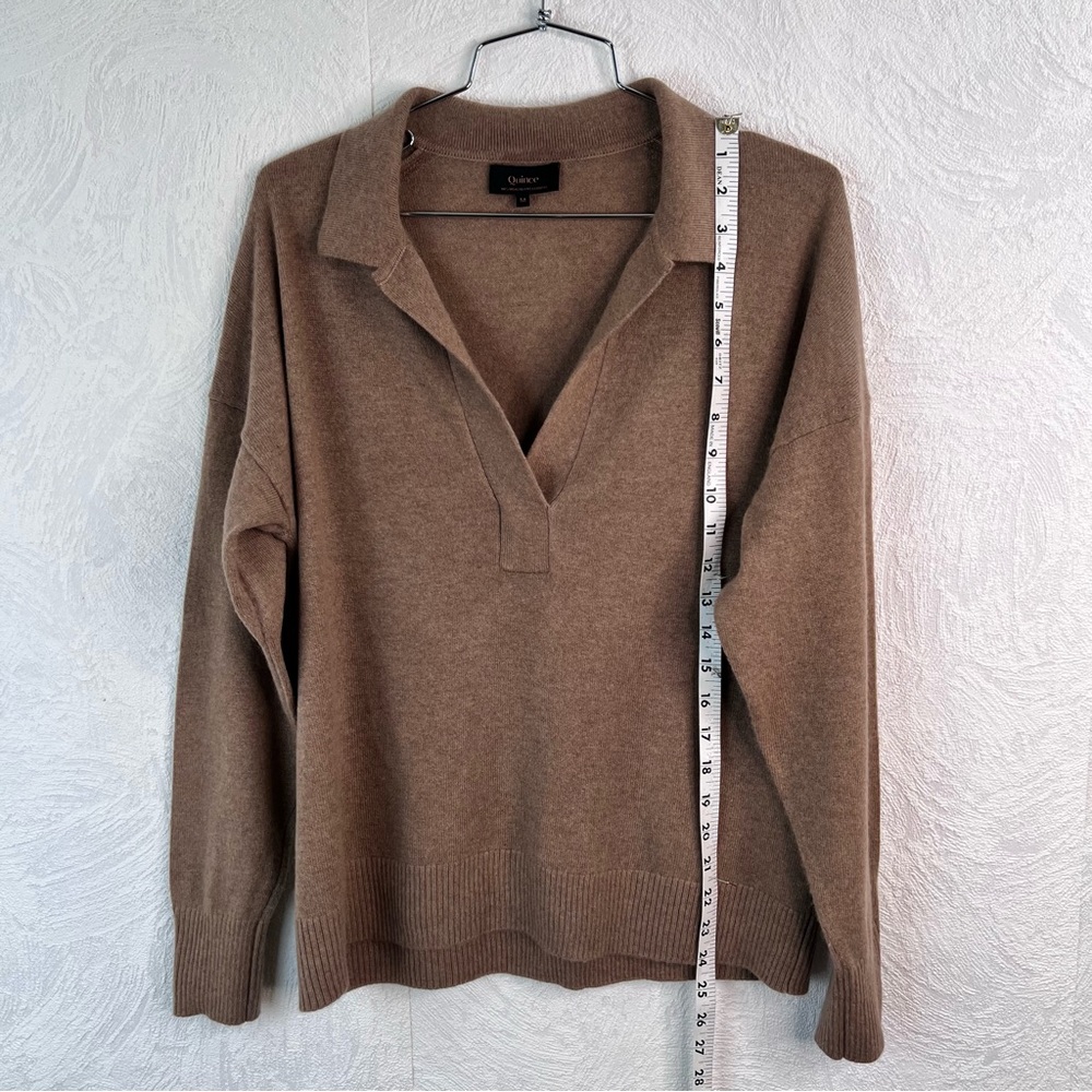 Quince Women's Mongolian Cashmere Polo Camel Sweater Size Medium - Picture 6 of 11